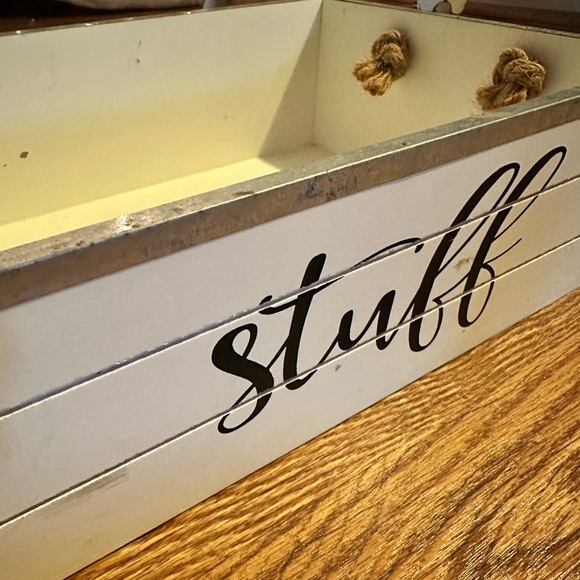 White Tray with Rustic Rope Handles - Picture 2 of 9